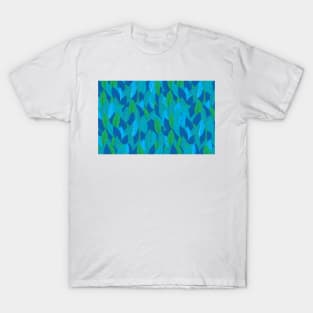 Blue and green leaves pattern T-Shirt